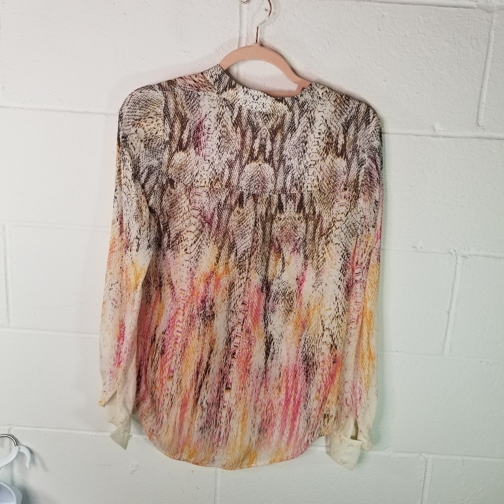 Haute Hippie Henley ombre gradiant snake print silk blouse - Picture 11 of 12